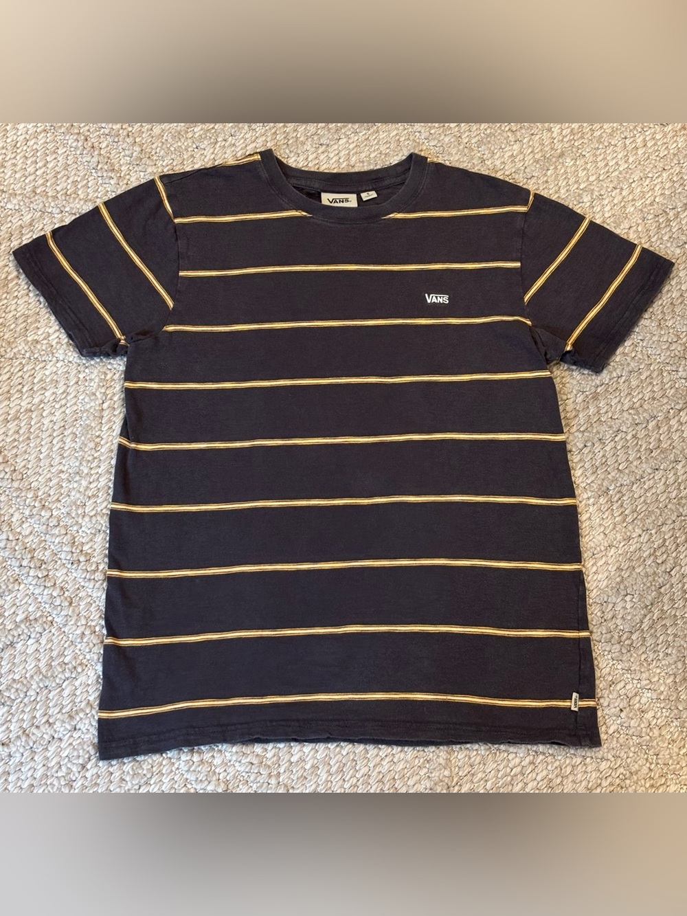 Vans Black Tee with Black & Yellow Stripes